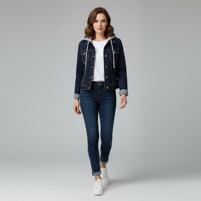 Denim Jacket with Removable Hood | Women's Jacket