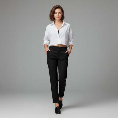 Elegant Black Pants | Women's High Waist Trousers