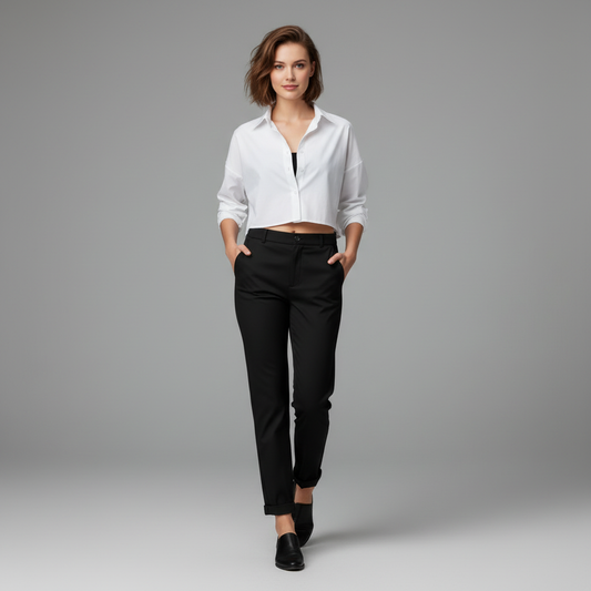 Elegant Black Pants | Women's High Waist Trousers